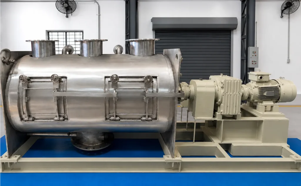 Industrial Plough Shear Mixer for powder mixing, granulation, vacuum drying and wall putty processing by Filtromix