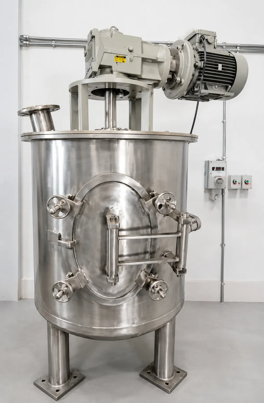Industrial Vertical Single Shaft Mixer for paste mixing, wet mass processing, and high-viscosity material blending by Filtromix